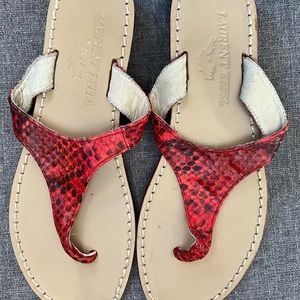 Laurent Effel St.Barths red snakeskin sandals